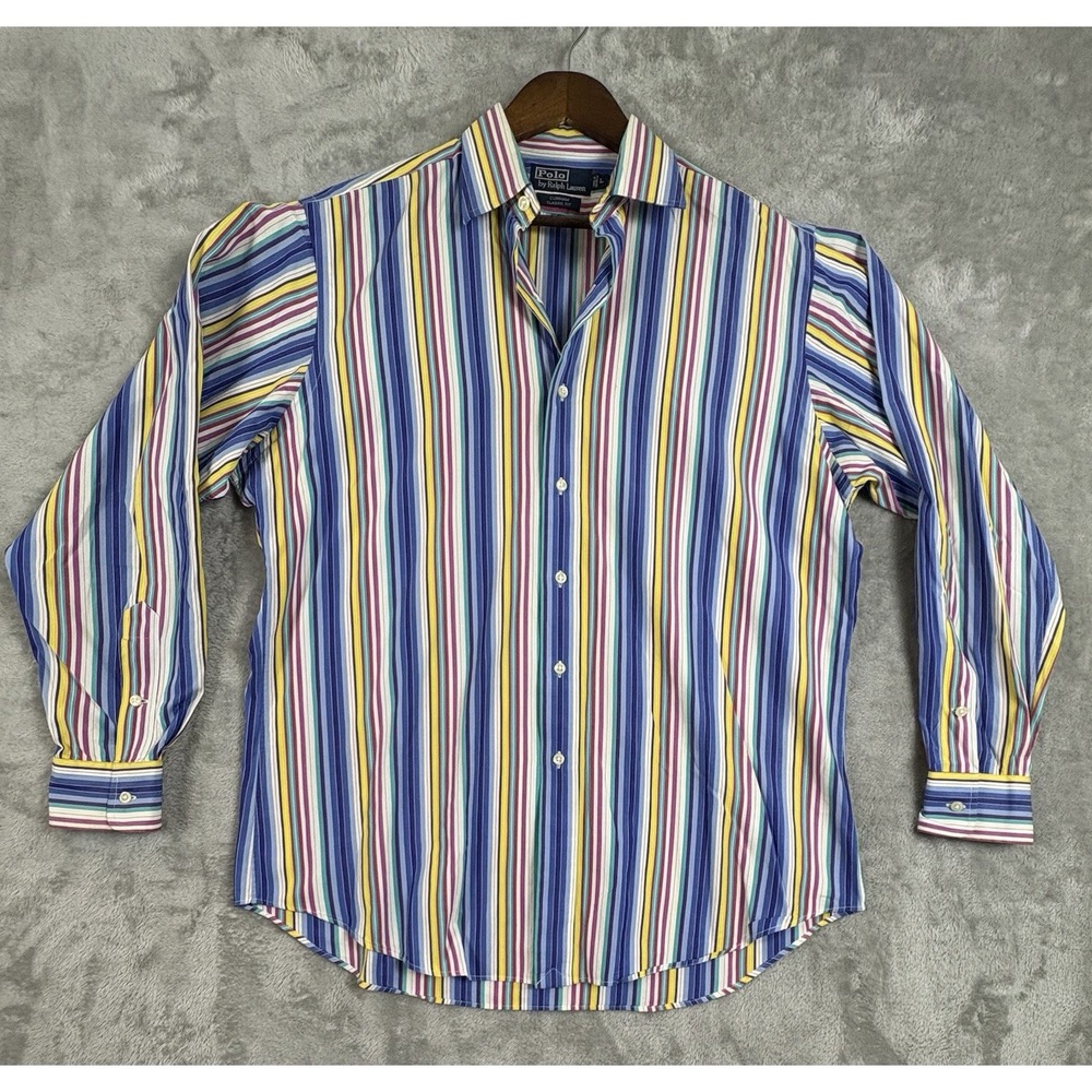 Polo Ralph Lauren Shirt Mens‎ Large Striped Colorful Long Sleeve Button Down - Picture 2 of 10
